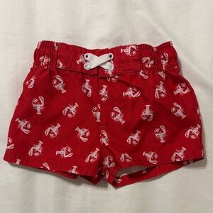 Red Lobster Print Kids Swim trunks
